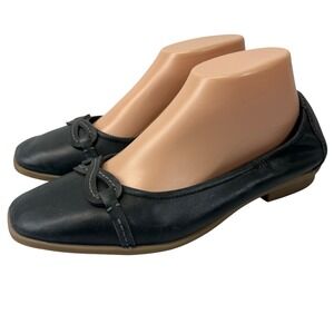 Clarks Lyrical Rhyme Womens 8.5M Black Leather Ballet Flats Bow Detail Comfort